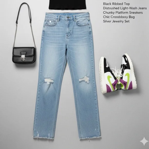 👖 CELLO Distressed Frayed Hem Straight Leg Jeans 👖 - Picture 1 of 8